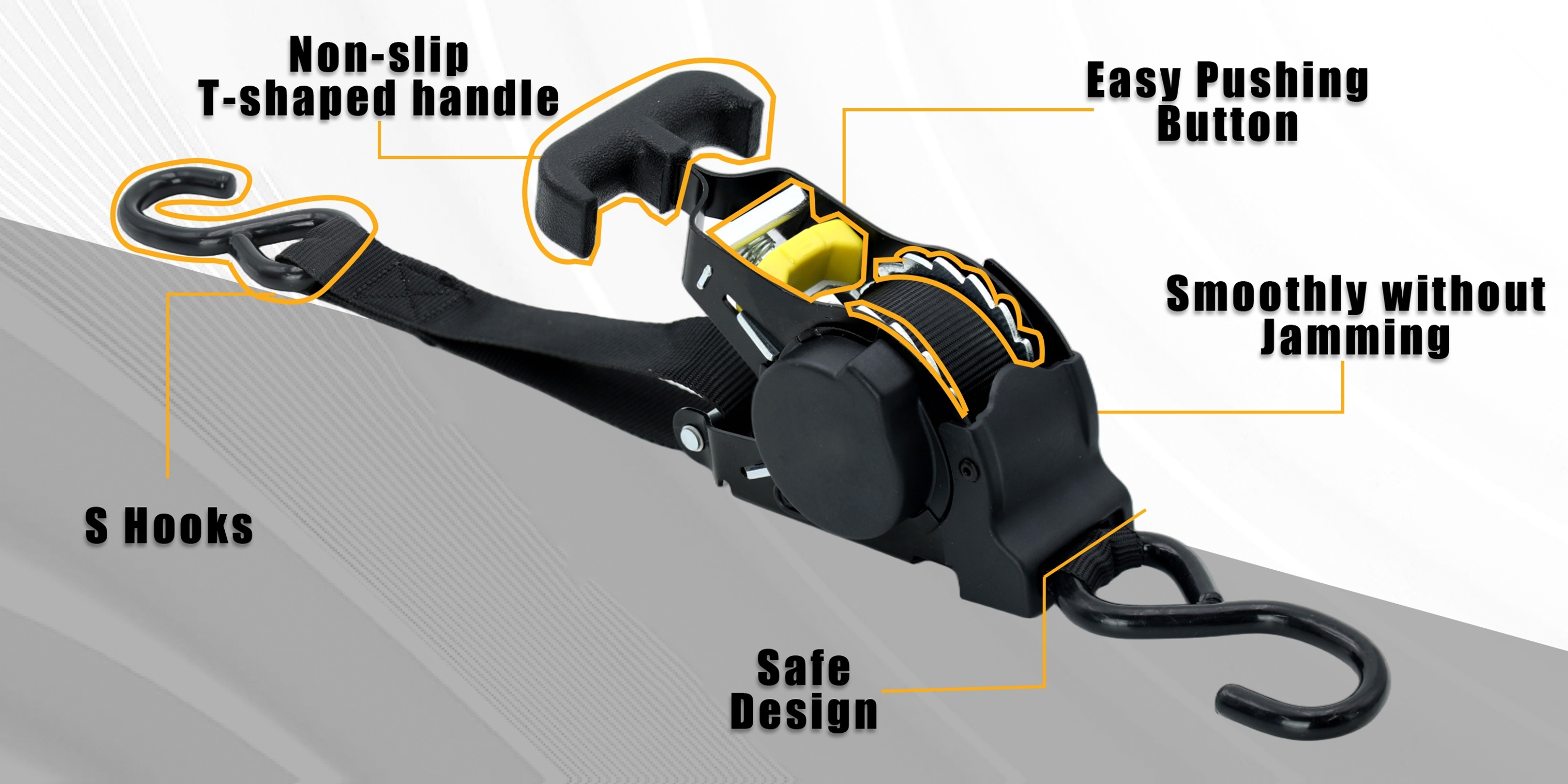 2pcs automatic retractable ratchet tie down straps 10ft adjustable self locking heavy duty design for trucks trailers boats motorcycles and cargo features secure fastening self locking mechanism weather resistant construction Product details 0