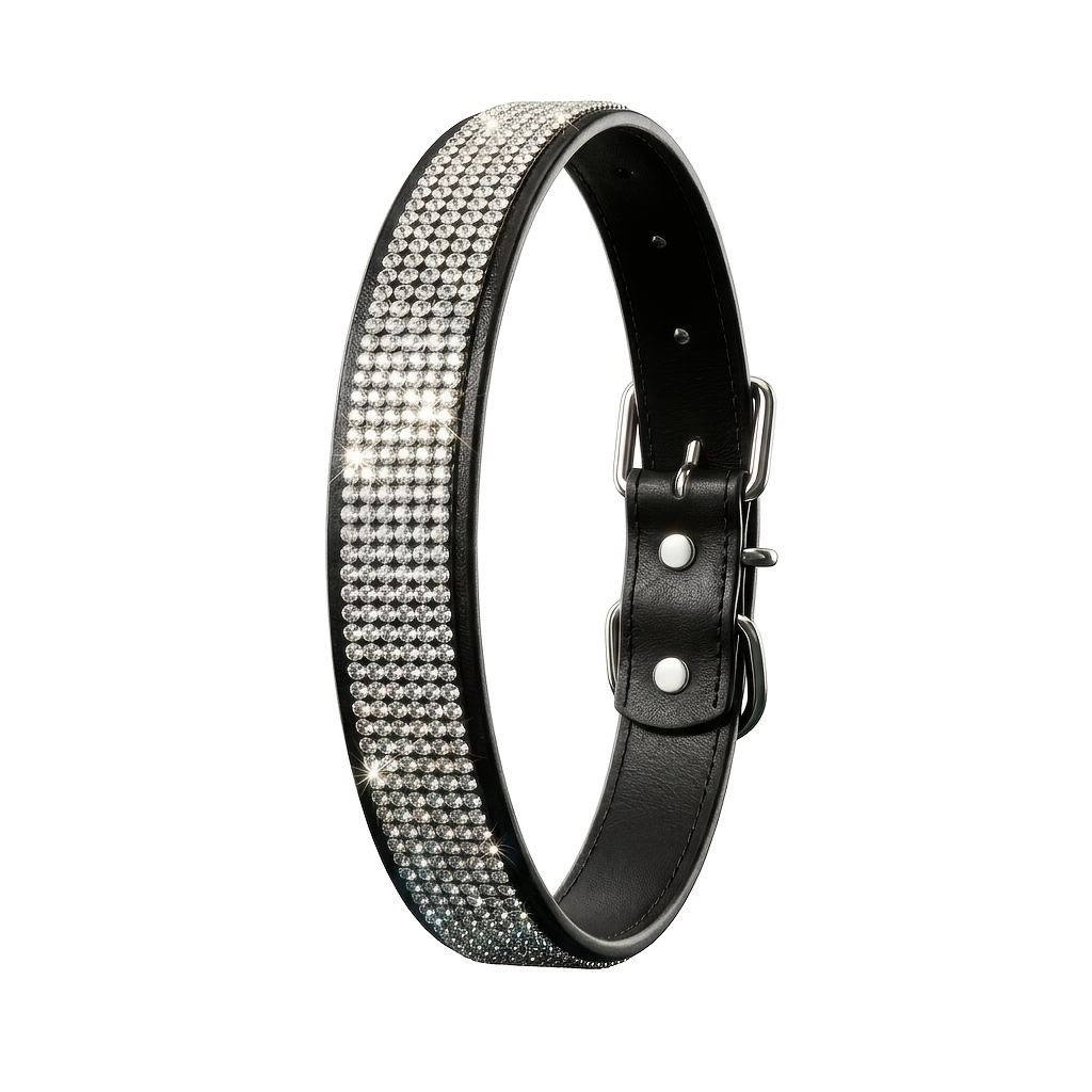 Image of Rhinestone Collar, Black Pet Neckband, Medium-sized Dog Sparkling Neck Collar, Universal Luxury Leash Collar, Fashion Accessory