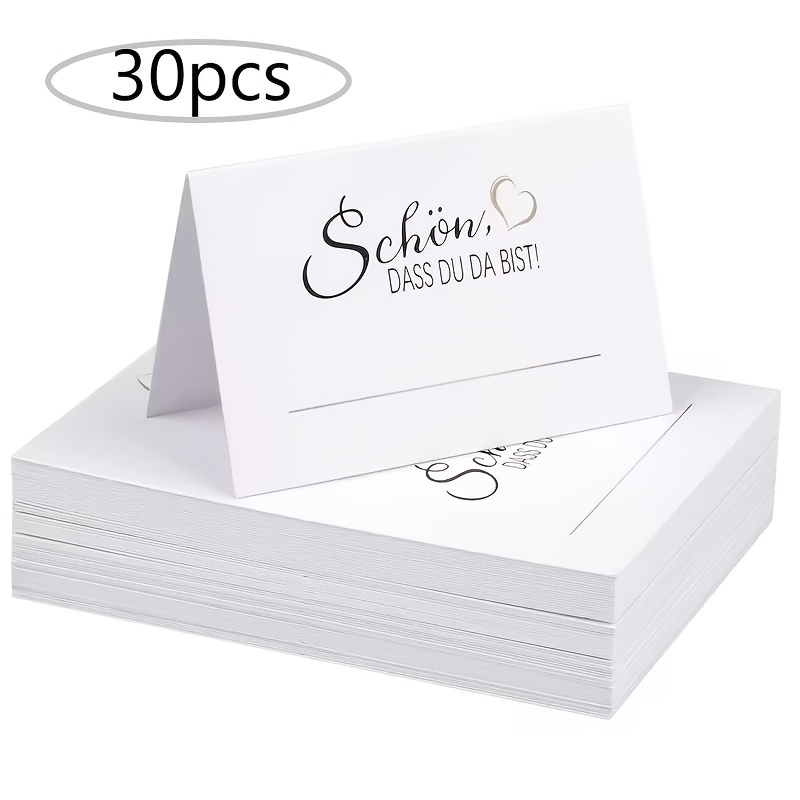 30pcs Elegant Wedding, Birthday And More Occasions "schön, Dass Du Da Bist!" Heart-shaped Cards - Perfect Table Decoration