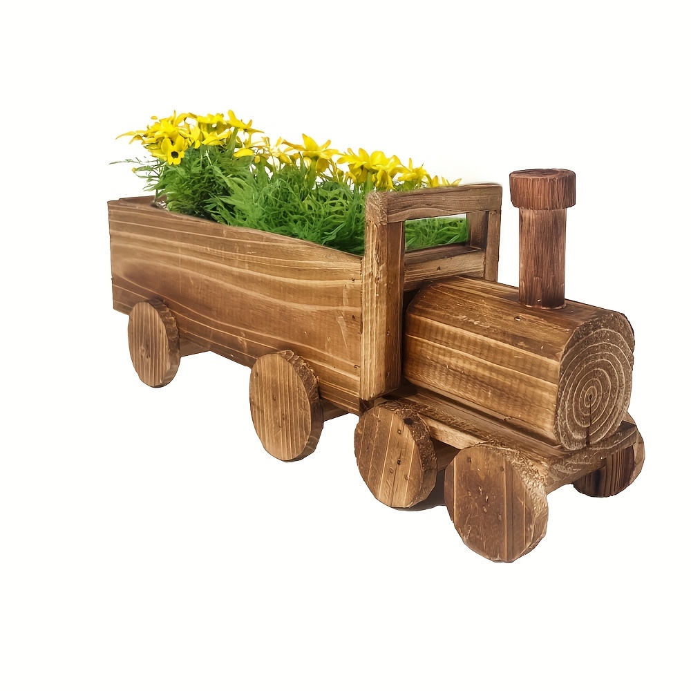

Pot de fleurs en forme de train en bois pour plantes succulentes, bonsaïs et plantes d'intérieur pour la maison et le jardin