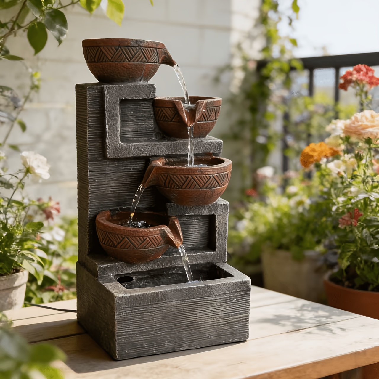 outdoor tabletop fountain decoration   usb waterfall style decorative water feature