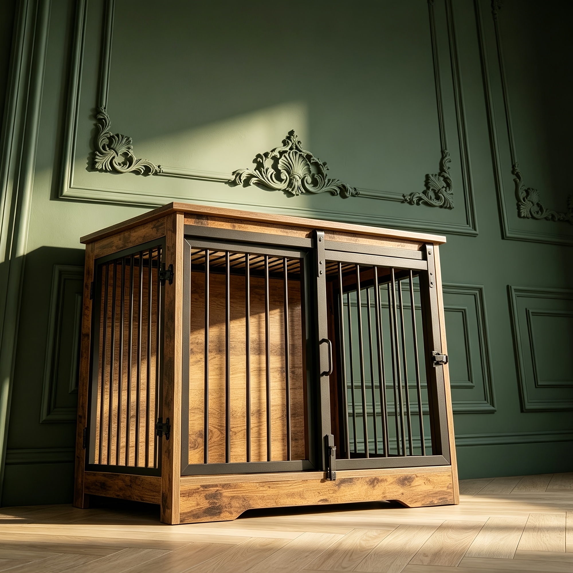 Small Dog Crate Furniture, Sliding Double-door Furniture-style Crate, Tackles The Problem Of Puppies Chewing, Prevents Dogs From Escaping, Home Dog Crate, Compact Size To