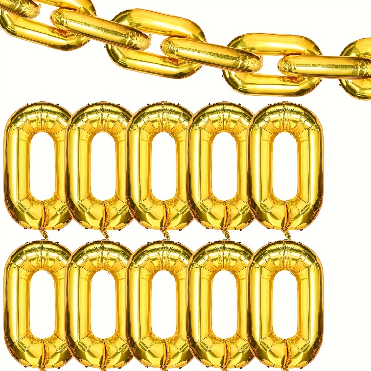 Image of 10pcs Of Enormous Link Foil Balloons For 80s And 90s Retro Hip-hop Themed Party Decorations, Birthday Decor, Wedding Arch Supplies, And Ktv Chains
