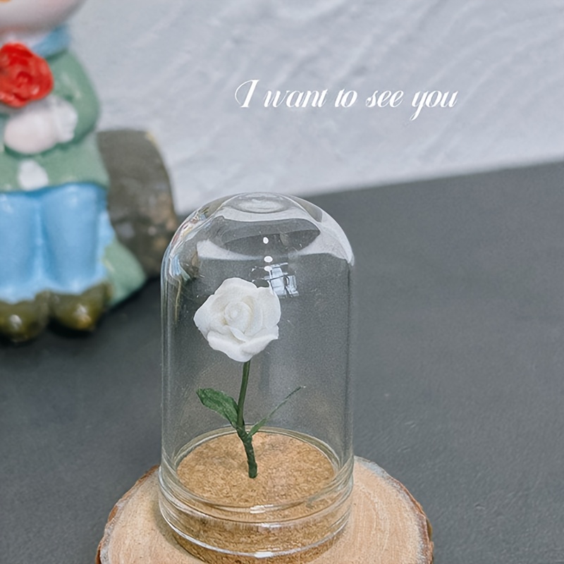 a miniature glass dome with a rose decoration suitable for desktop or office display handcrafted ornament an ideal gift for the holidays