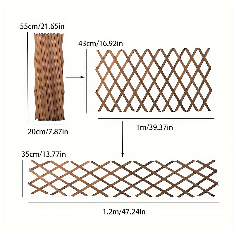 1pc Retractable Plants Climb Pergola Garden Wooden Fence Patio Decor Outdoor Fence Wall Hanging Decorative Balcony Barrier