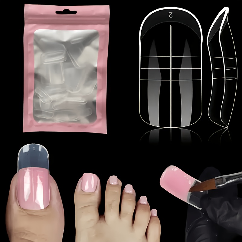 TEMU Ensemble de 60 pièces de moules à ongles en gel polymère pour extension d'orteils, 15 tailles, moules à ongles réutilisables