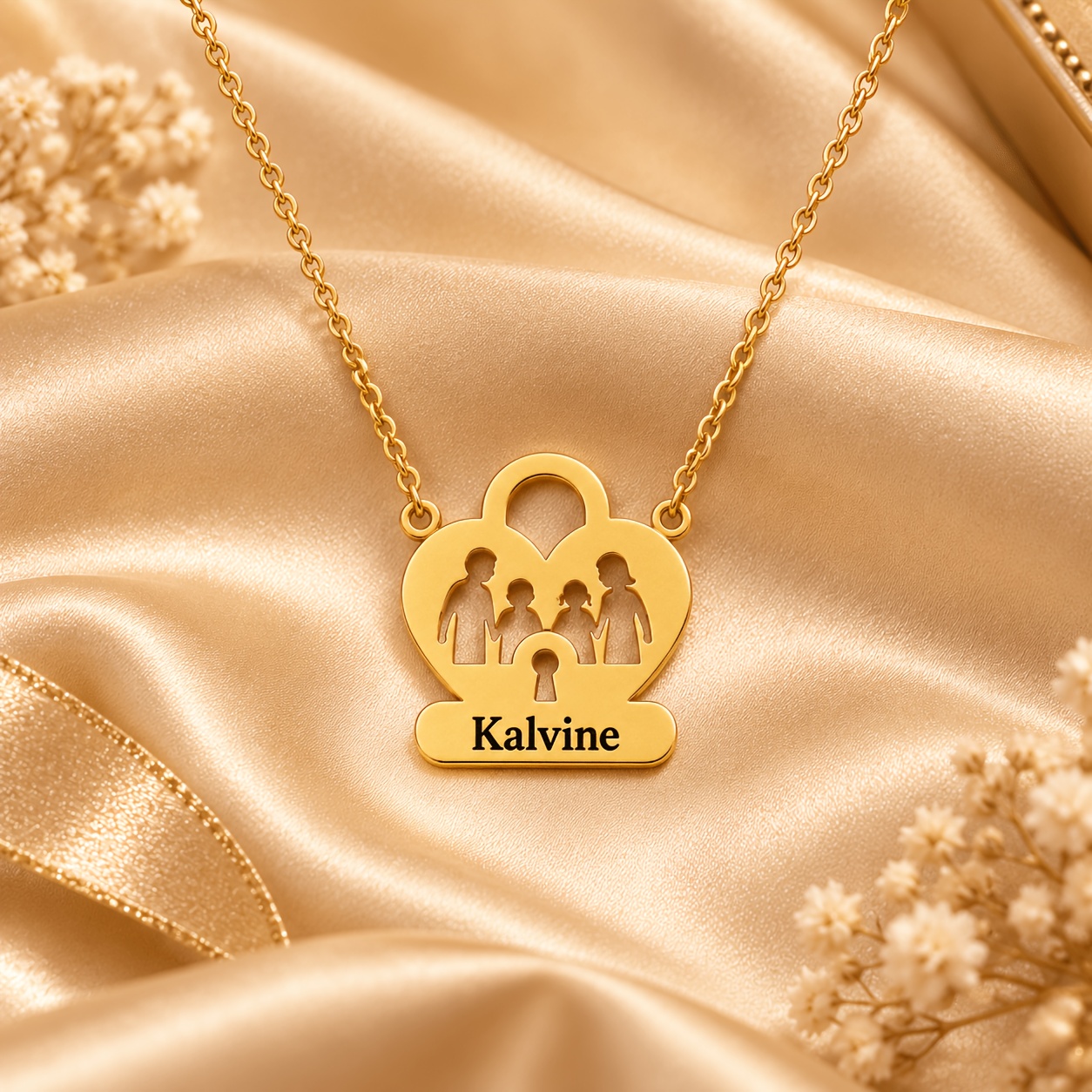 Personalized Family Name Lock-Shaped Necklace