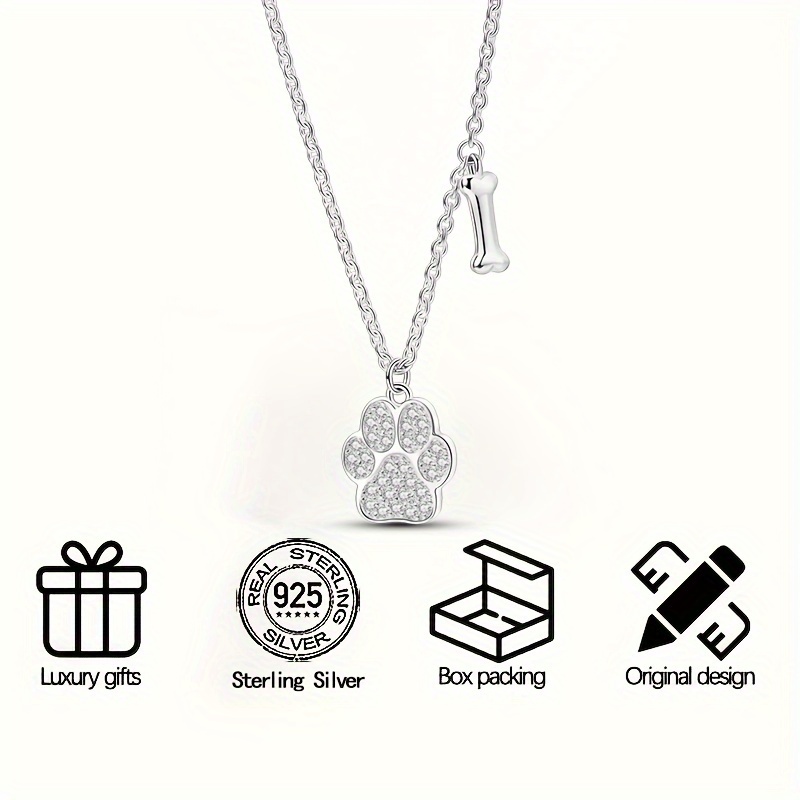 

925 Sterling Silver Necklace, Original New High-end Classic Claw Print Bone Necklace Sparkling Zirconia Inlay, Women's Personalized Jewelry Suitable For Wearing At Gatherings And Other Places