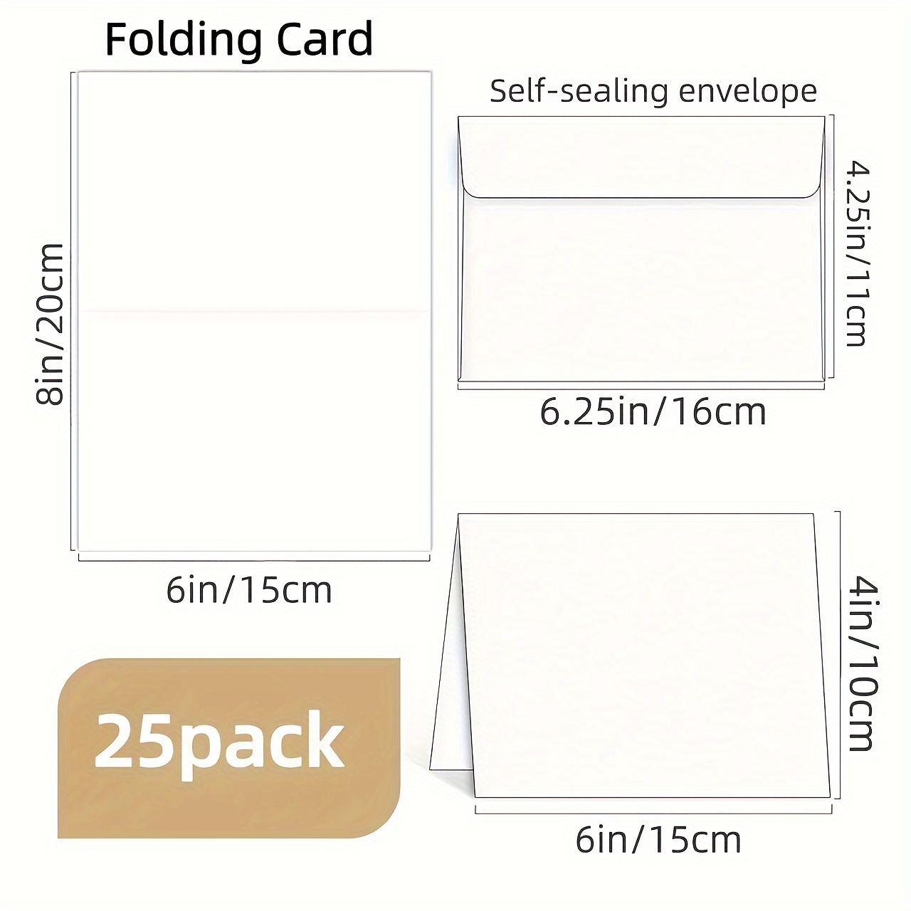 TEMU 25/50/ Sets Blank Cards And Envelopes 4x6, 5×7 Inches, Blank Greeting Cards And Self-sealing Envelopes, Suitable For All , Diy Greeting Cards,