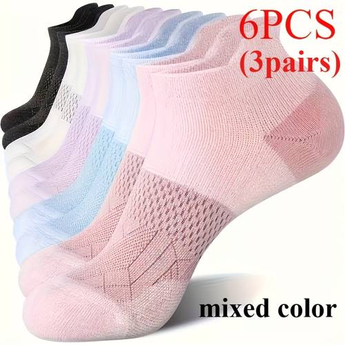 item picture 6pcs womens compression socks 3 pairs arch support low cut ankle socks warm moisture wicking breathable athletic casual socks multiple colors purple beige durable for suitable for gym use