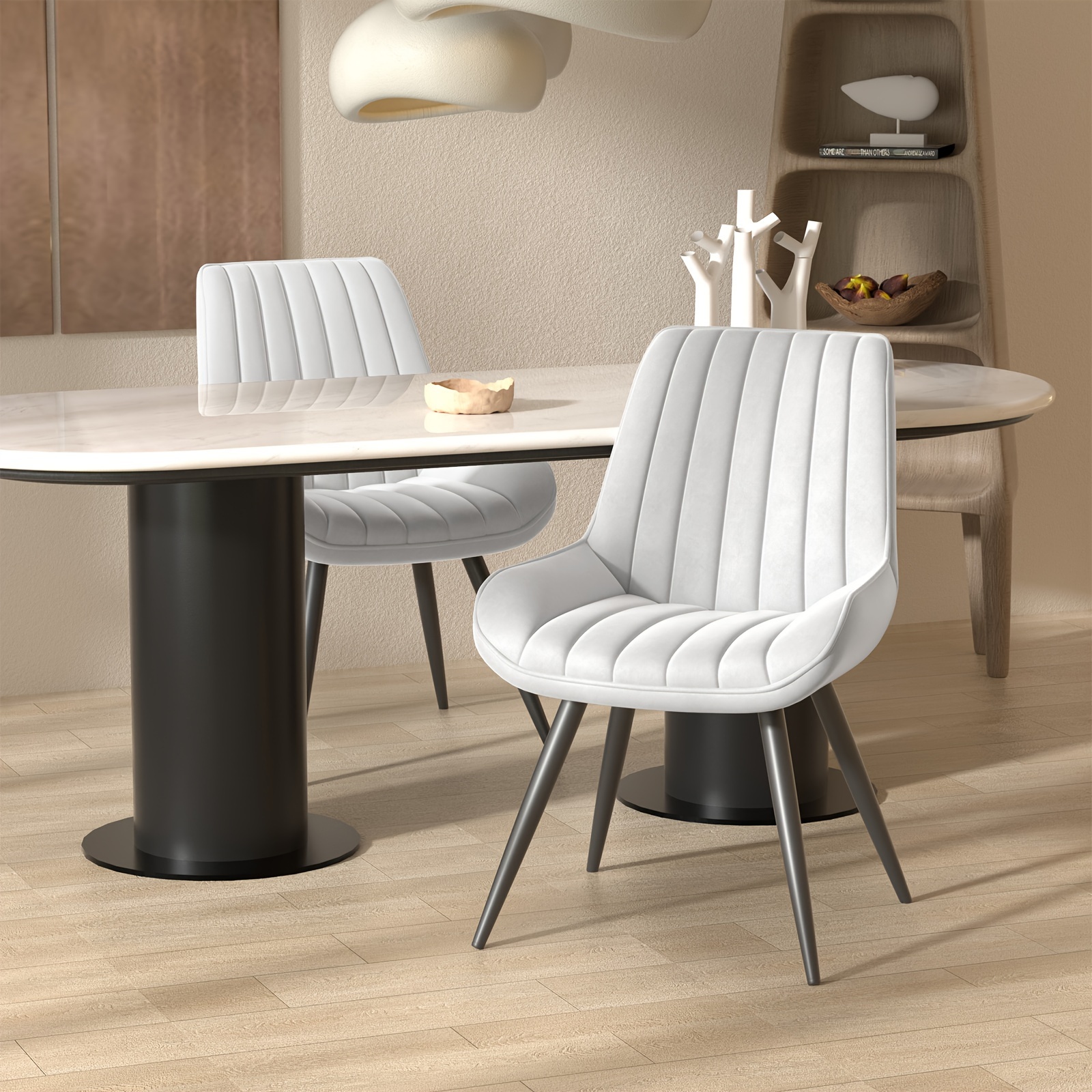 

Nalupatio Modern Dining Chairs Comfy Dining Room Chairs With Thick Cushions, Upholstered Fabric Kitchen Side Chairs With Metal Legs