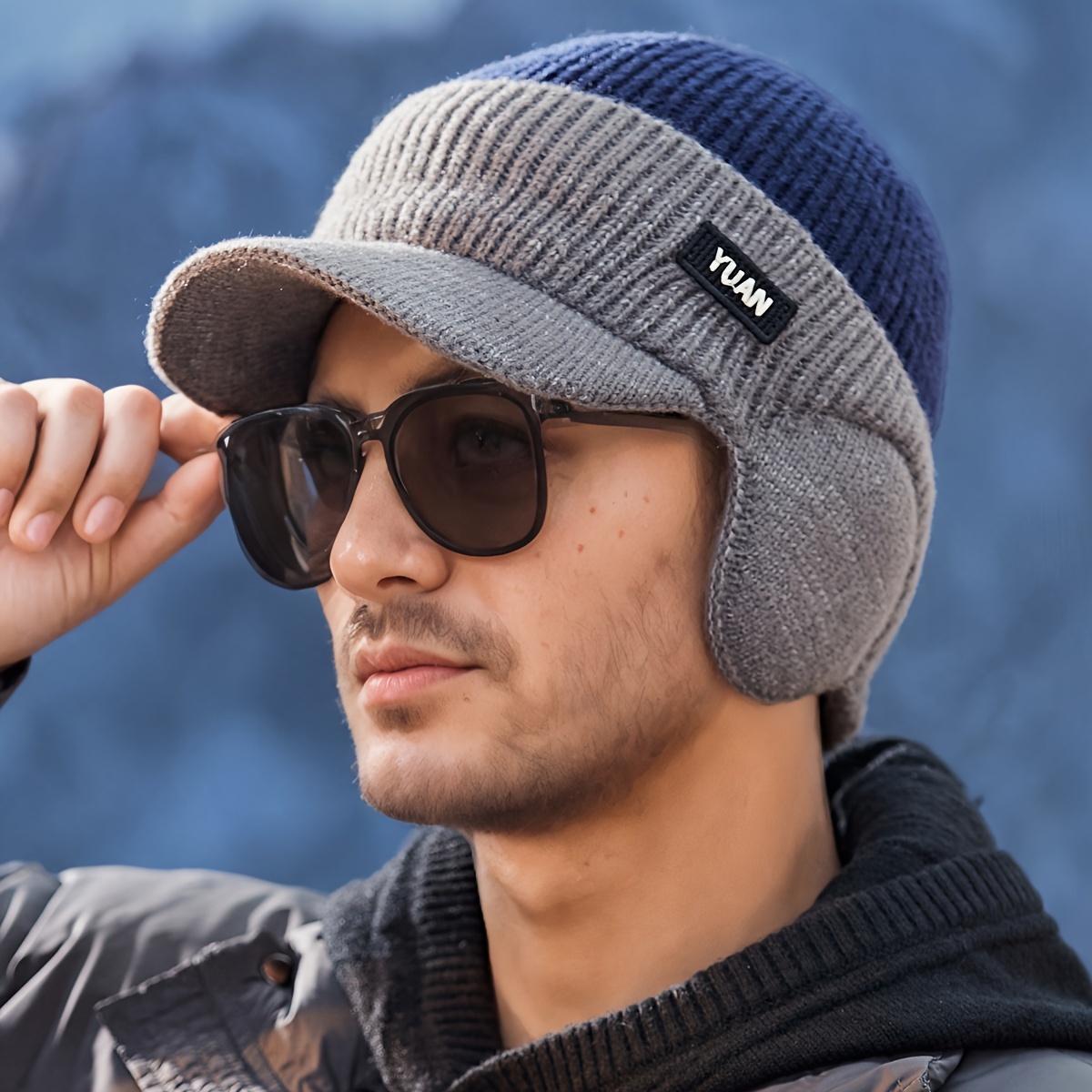 

Dual-tone Knit Baseball Cap - Warm, & Breathable For Winter Outdoor Activities | Fashionable Dad Hat With Ear Protection | Couples