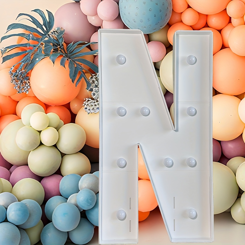 Image of 3ft Decorative Signs Plaques Marquee Light Up Letters, Cool White Light Up Letters Large Marquee Letter For Party Decorations, Mosaic Sign For Balloons, Wedding Birthday Graduation Decor