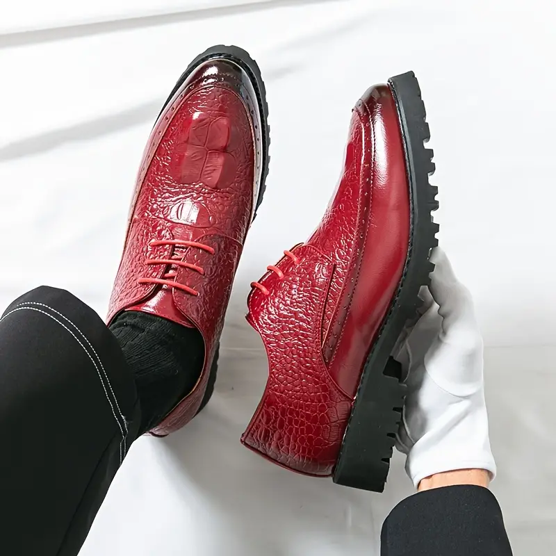 mens red dress shoes elegant lace loafers thick sole perfect - Temu mens red dress shoes elegant lace loafers thick sole perfect - Temu