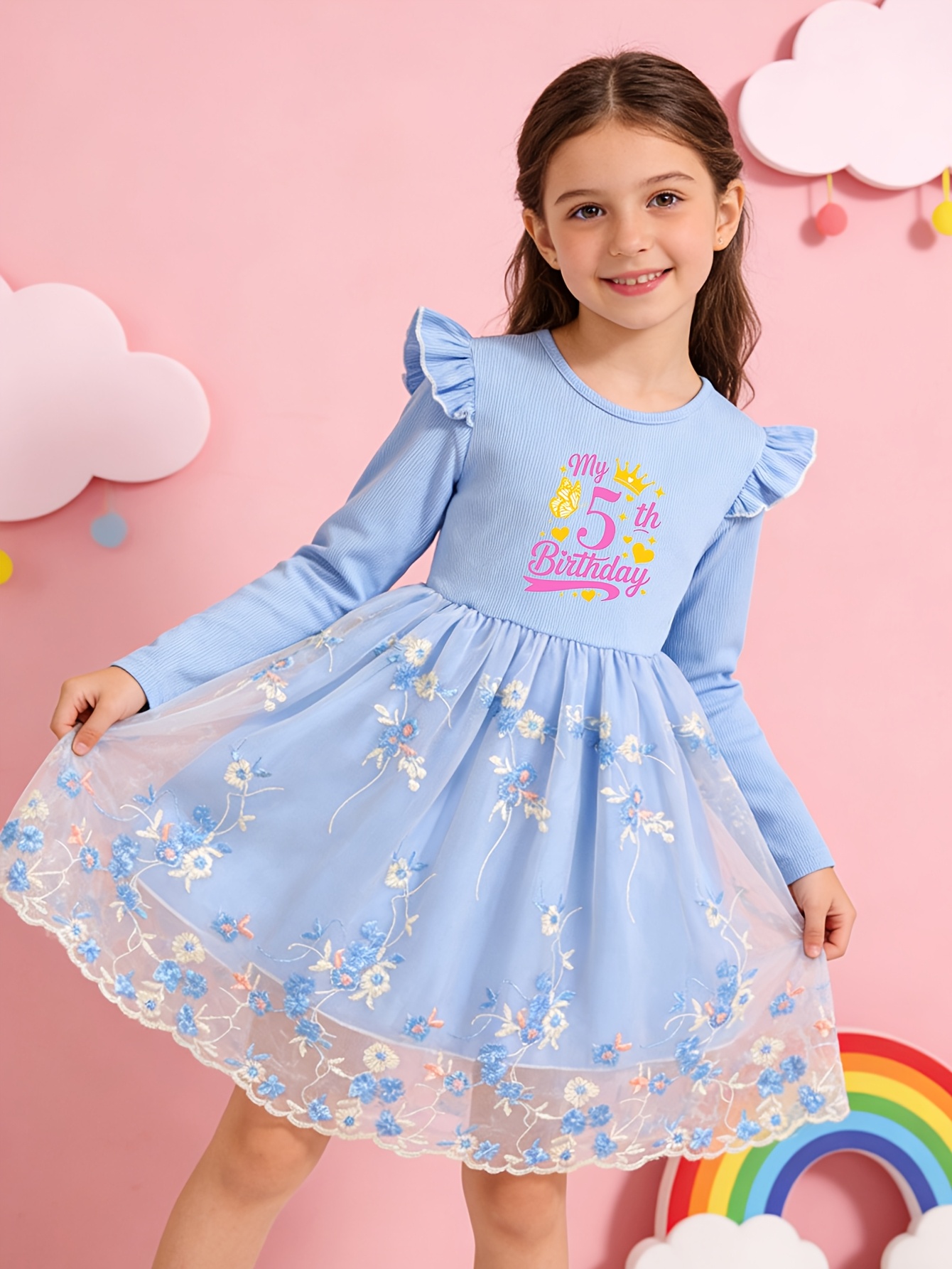 sachin and babi light blue dress Girl's Stylish Floral Print Dress, Birthday and Holiday Gift for Kids, Cute  and * Children's Casual Outerwear, Breathable and Comfortable Fashionable  Girls' Clothing
