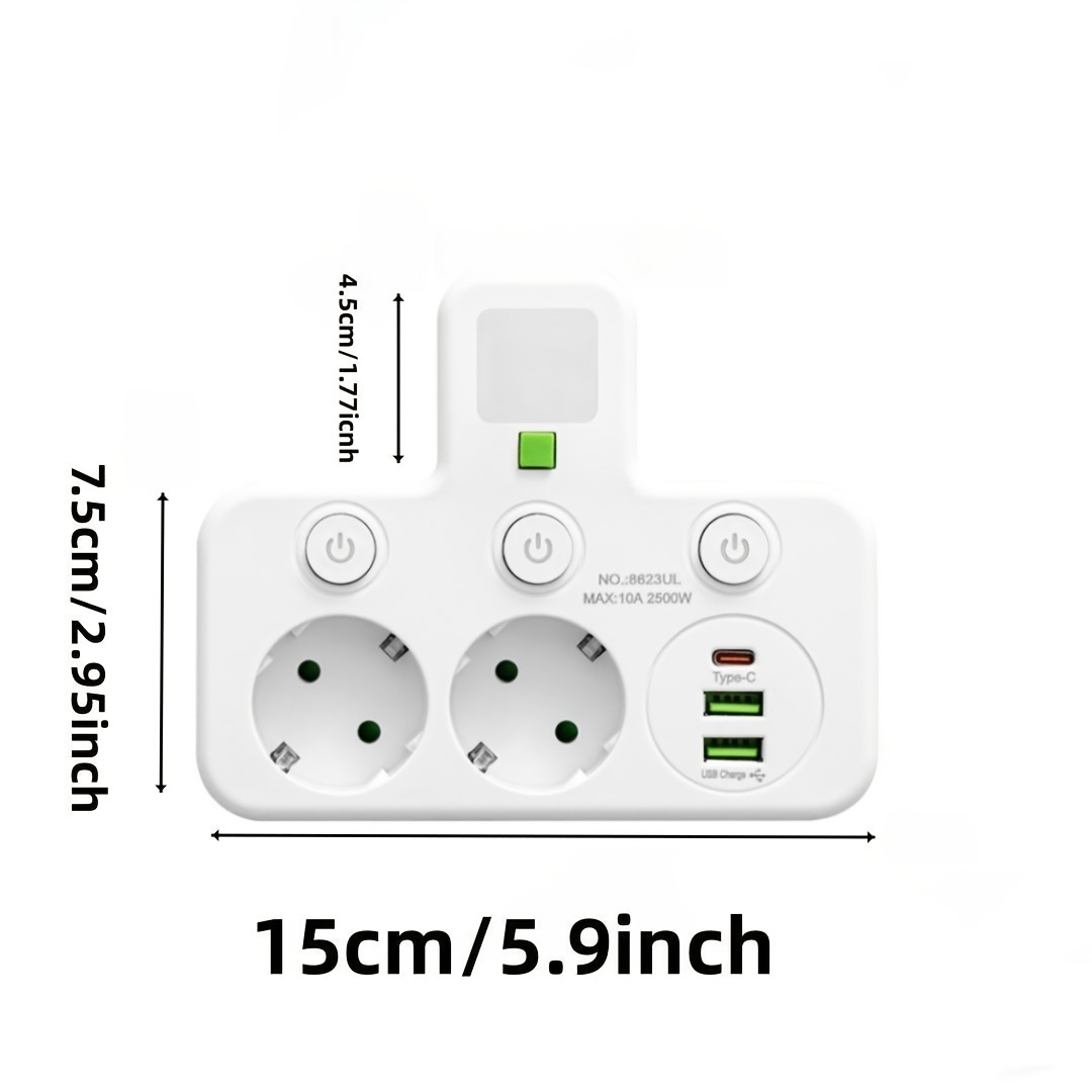 presa   standard europea, 2ac   1type-c, interruttore indipendente con luce notturna, adatta a   ambienti, disponibile in   e  