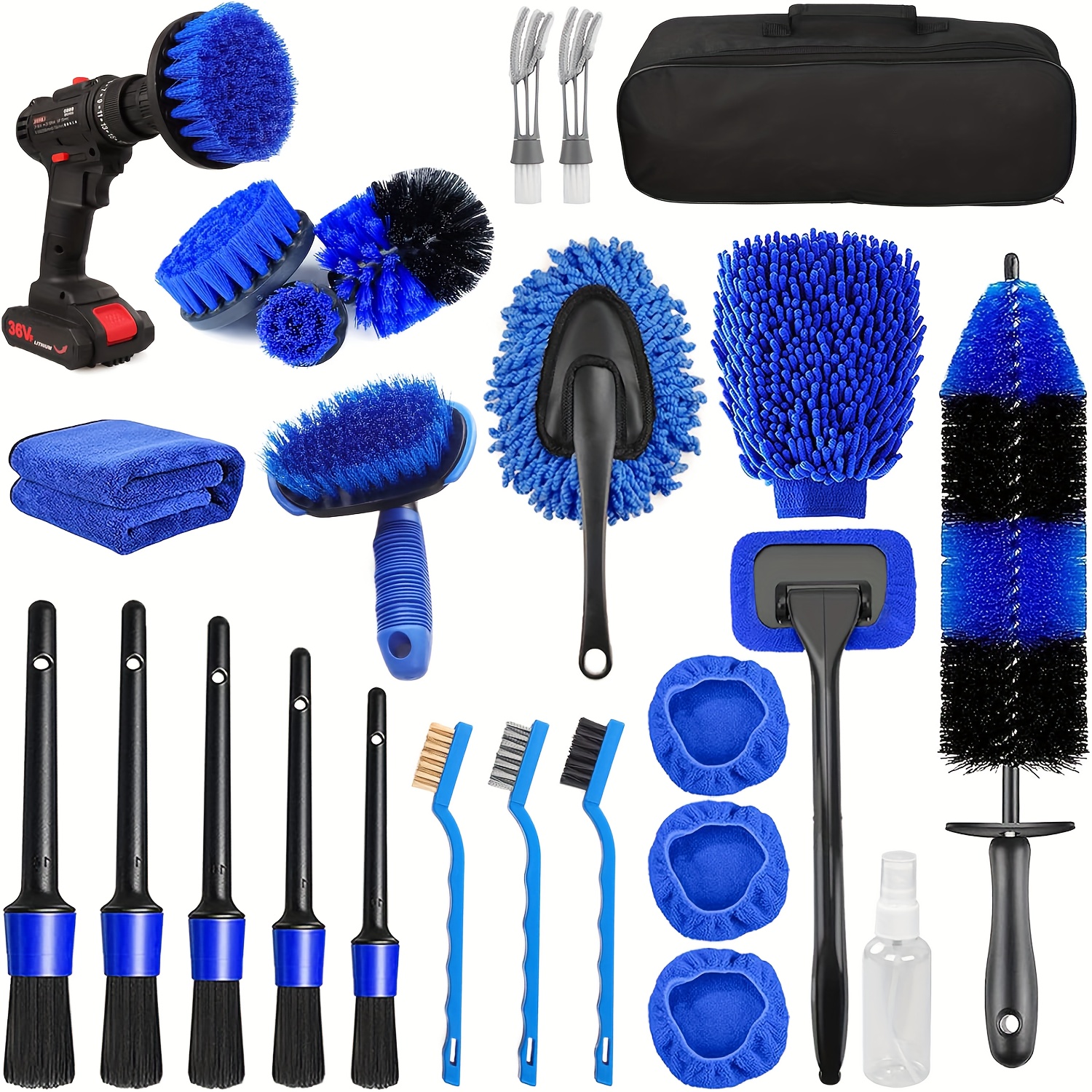 26pcs car detailing brush set car care kit car cleaning brushes vehicle cleaning set windshield cleaning tools professional car maintenance kit suitable for washing brushes for   interior and exterior wheels