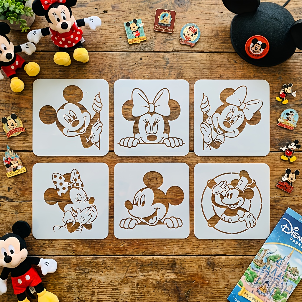 E-shop und Minnie Maus Schablonen, Wiederverwendbare Cartoon Kunststoff Vorlagen, zum Malen von Kunsthandwerk Scrapbooking Album Dekor, Kunststoff