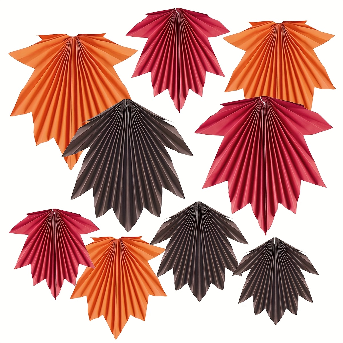 TEMU 9pièces Décoration de Thanksgiving Thème Automne Feuille D'érable Papier Ventilateur Fleurs Décoration Fête de Thanksgiving Origami Ventilateur