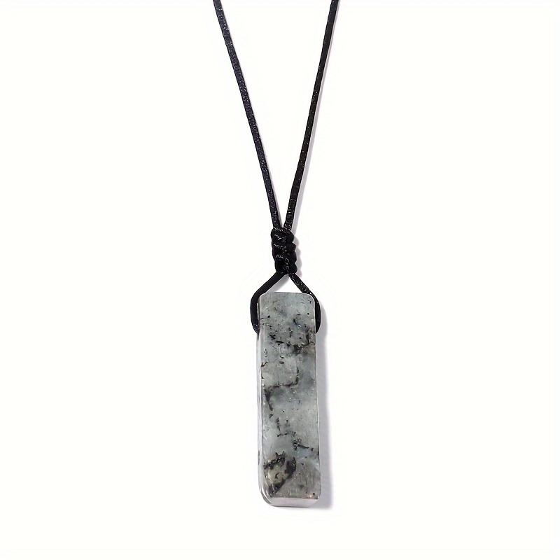 Handmade Natural Stone Rectangular Pendant Necklace