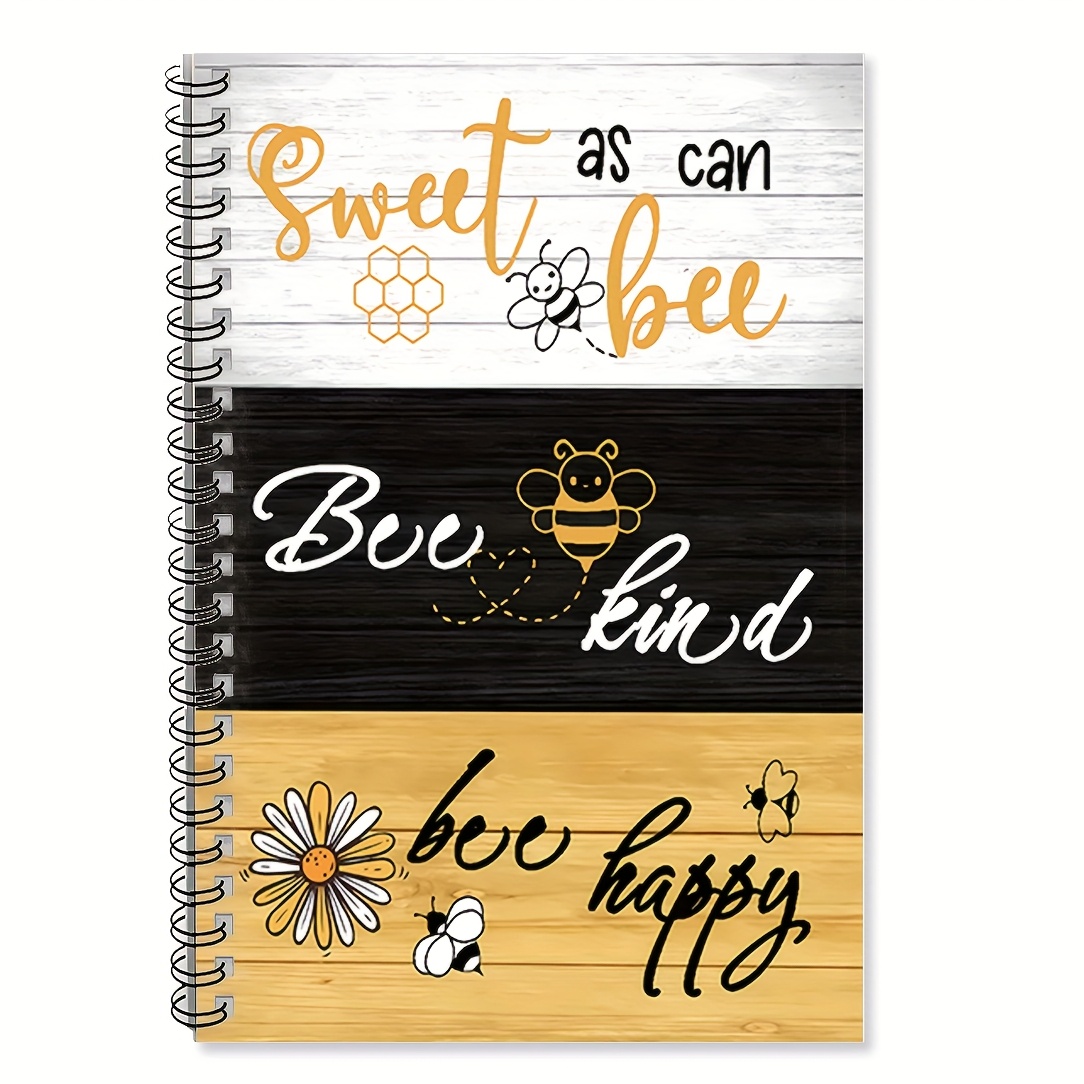 TEMU Bee And Flower Spiral Notebook - 1pc Journal With Inspirational Quotes, 100 Pages, Perfect For School, Office, Or Gift For , Coworkers, Women,