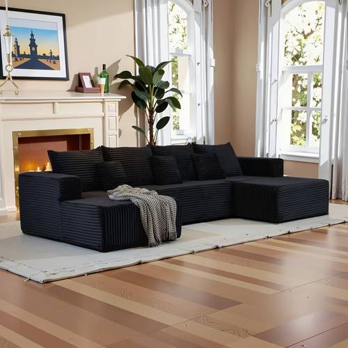 134 6 large sectional cloud couch comfortable modular corduroy sofa bed with deep seat u shaped boneless sofa couches for living room apartment bedroom no