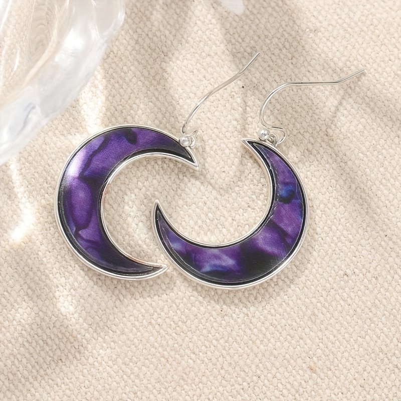 TEMU Half Moon Earrings, Purple Earrings, Earrings, Moon Earrings, Celestial Jewelry, Shell, Bohemian Earrings