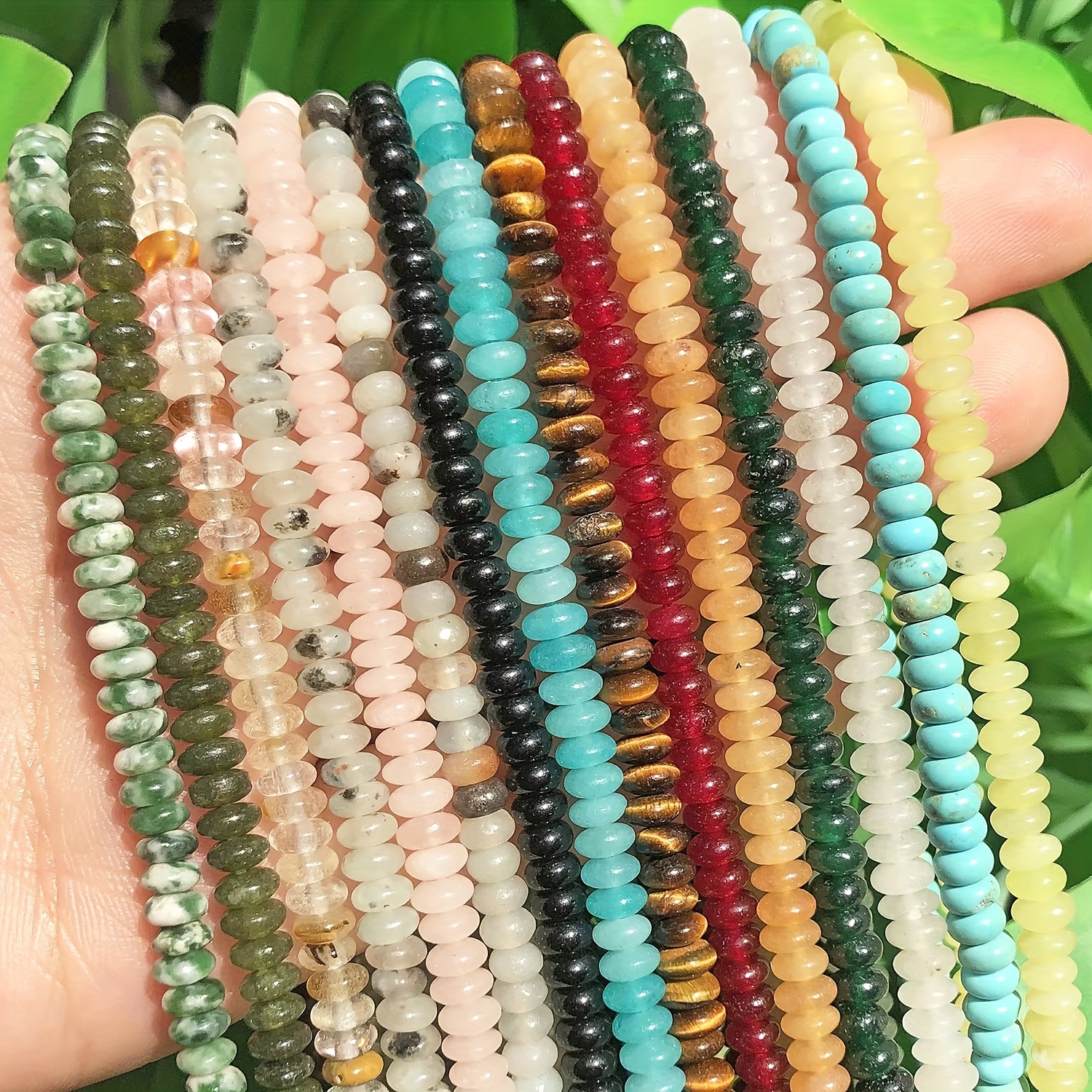 Multicolored Abacus Stone Beads, 4X2Mm for Jewellery Making