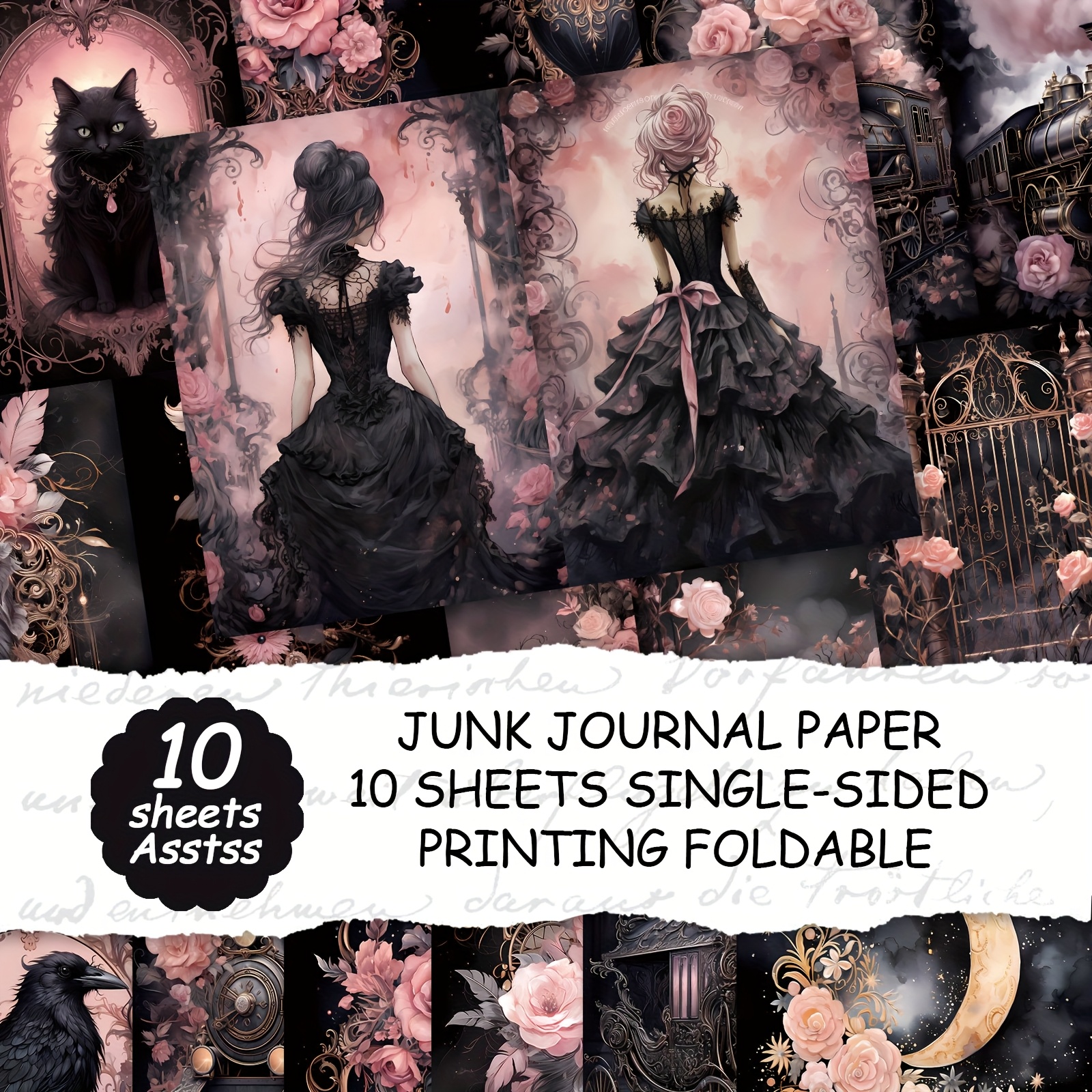 TEMU 10 feuilles A4 Gothique Housse de , Papier de Journal en Papier de , Journal en Papier de et Papier d'Art Décoratif, Fournitures d'Artisanat,