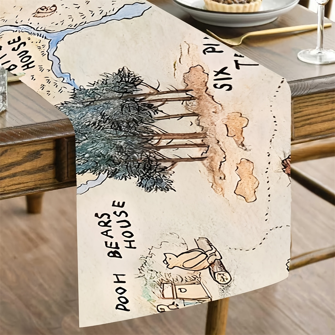 TEMU Jit1pc Chemin de Table Décoration Douche Chemin de Table Winnie Décoration Adapté à la Décoration de Table de Cuisine pour les Fêtes de Famille