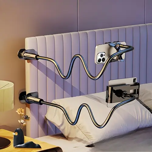 phone and tablet stand with 360 swivel wheels adjustable angle for flexible positioning sturdy and perfect as a bedside phone holder without straining your hands features an adjustable spiral base tension system suitable for home use in up to 30 households