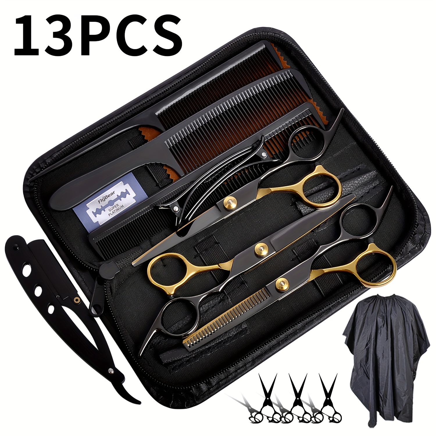  13pcs professional hair cutting scissors kit shears for men and women with thinning blending and cutting functions complete for barbers and stylists details 1