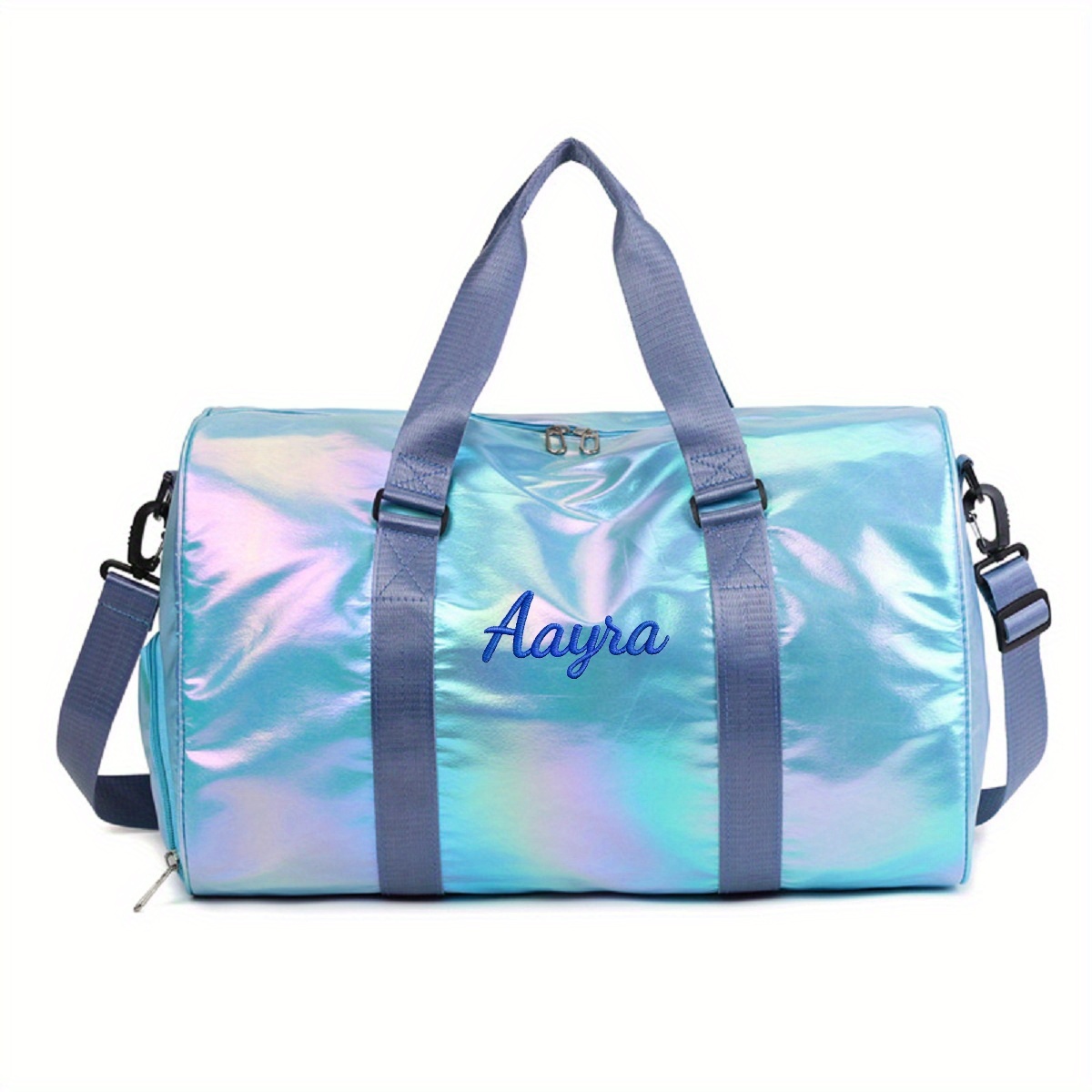 TEMU 1pc Embroidery Customization High Capacity Travel Bag, Gym Bag With Shoes Compartment, Sports Duffle Bag For Women, Travel Gym Tote Bags For