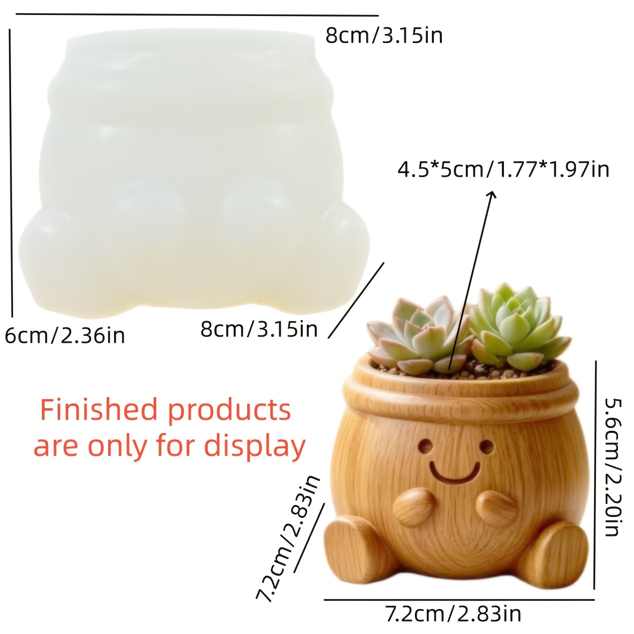 TEMU Silicone Mold Suitable For Resin, Cement & Gypsum Crafts - Face Chubby Succulent Pot, Candle Holder, Pen Holder With Multi- Clay Mold For Diy