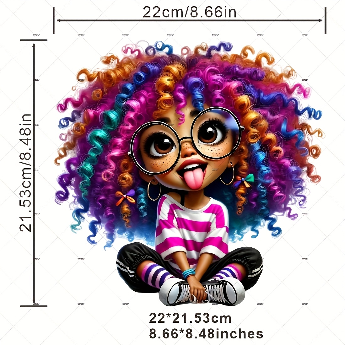 TEMU 1/2/3 Parches Únicos de Diseño de Dibujos Animados Afroamericanos, Calcomanías de Transferencia Térmica, Adecuados para Camisetas, Sudaderas,