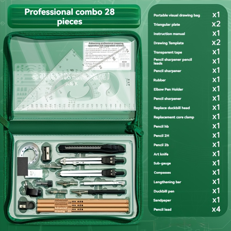 TEMU Architectural Tool Set - Drawing Kit For , Engineers, Artists, And - Includes Protractors, Compasses, Rulers & - Pvc