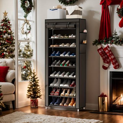 1 layer large capacity storage shelf manager with dust cover zipper closure space saving entry shoe rack easy to assemble suitable for home shoe racks and wardrobes