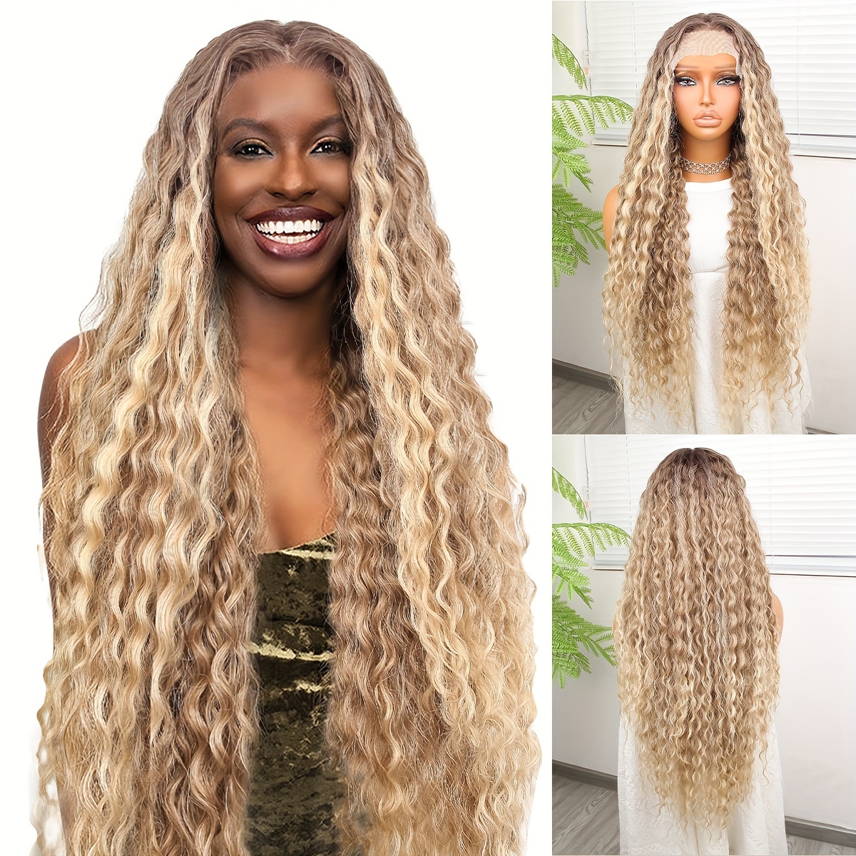 

Elegant 22-inch Curly Wave Lace Front Wig For Women - Heat Resistant, Beginner Friendly, In Multiple Colors