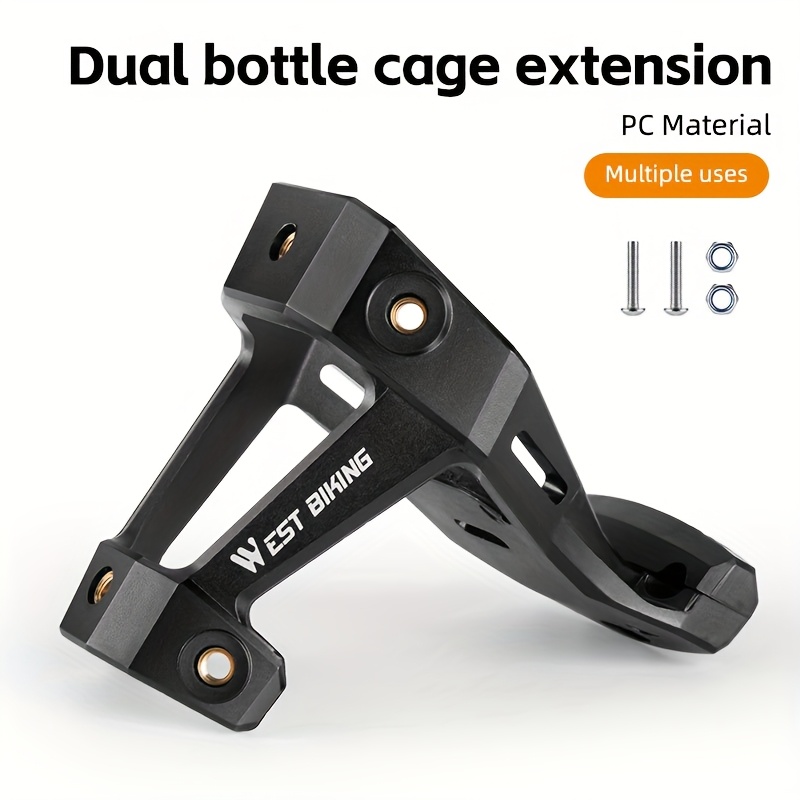 Image of West Biking Dual Water Bottle Holder Adapter For Mountain & Road Bikes - Durable Pc Material, Black, 1pc, Secure Extension Bracket With Textured Grip Surface, Bike Accessories