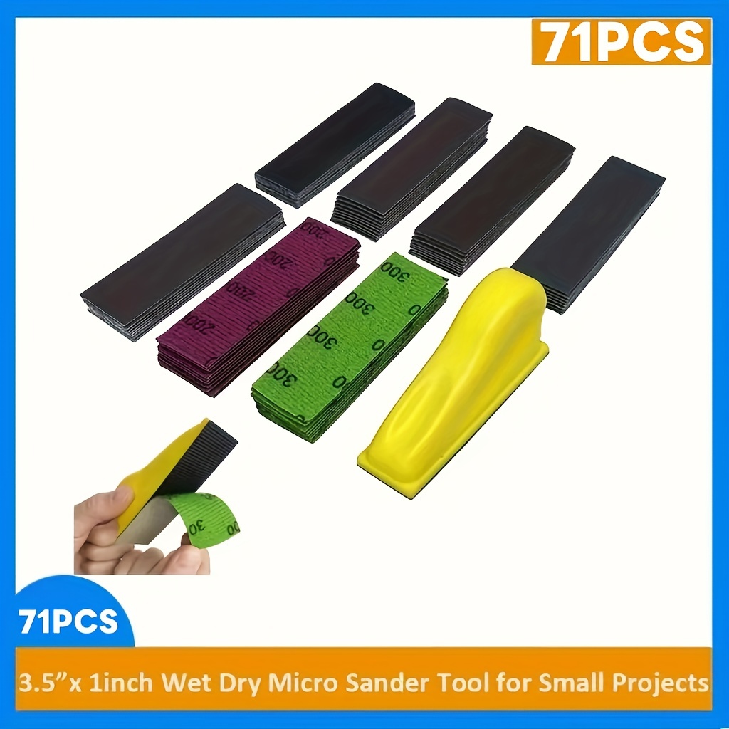 Image of 71pcs Sandpaper Polishing Set, Ranging From 60 To 3000, With Backing Pads For Easy Replacement, Suitable For Wet And Dry Polishing, Ideal For Fine Projects And Woodworking