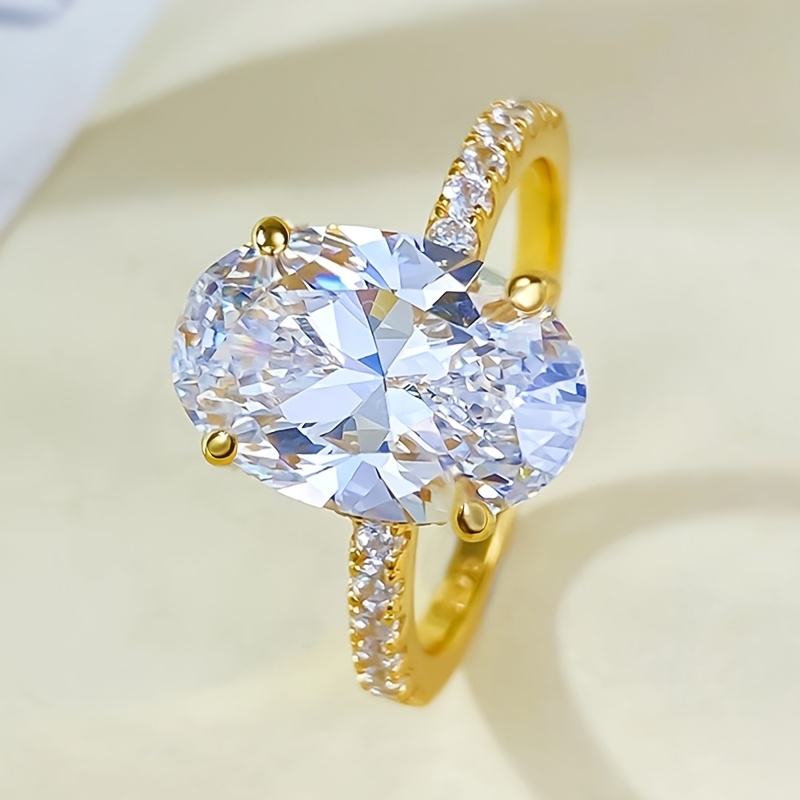 3 Carat Moissanite Engagement Ring, 18K Gold Plated