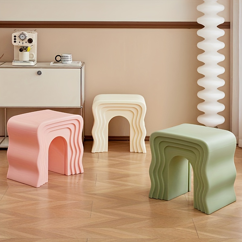 Cream-style Creative Sofa Side Table, Home Living Room Shoe Bench, Minimalist Modern Wavy Coffee Table, Bedside Table