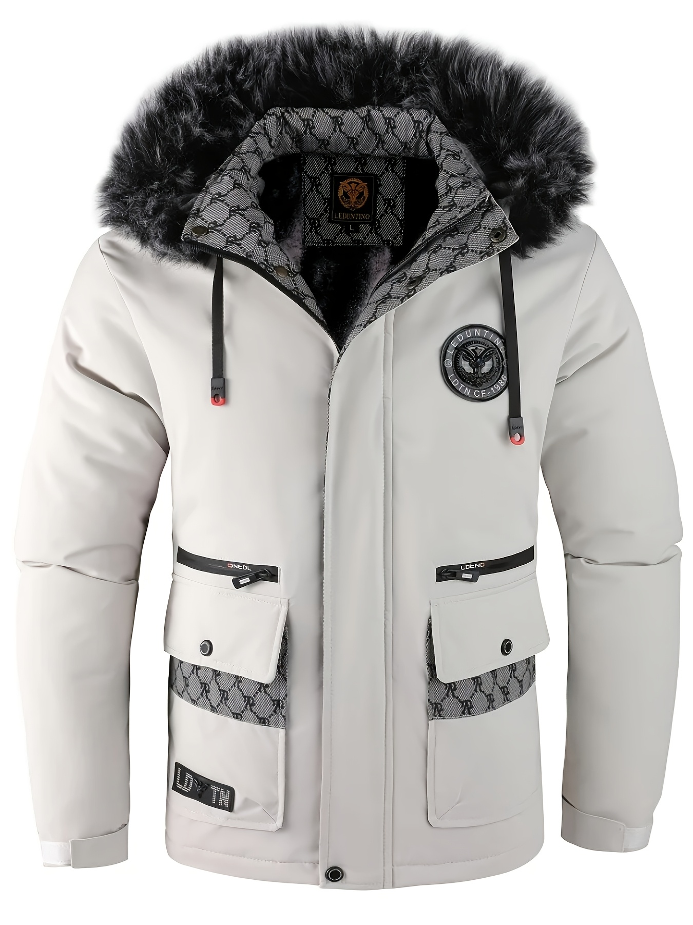 Men's Stylish Thickened Windproof Jacket with Large Pockets