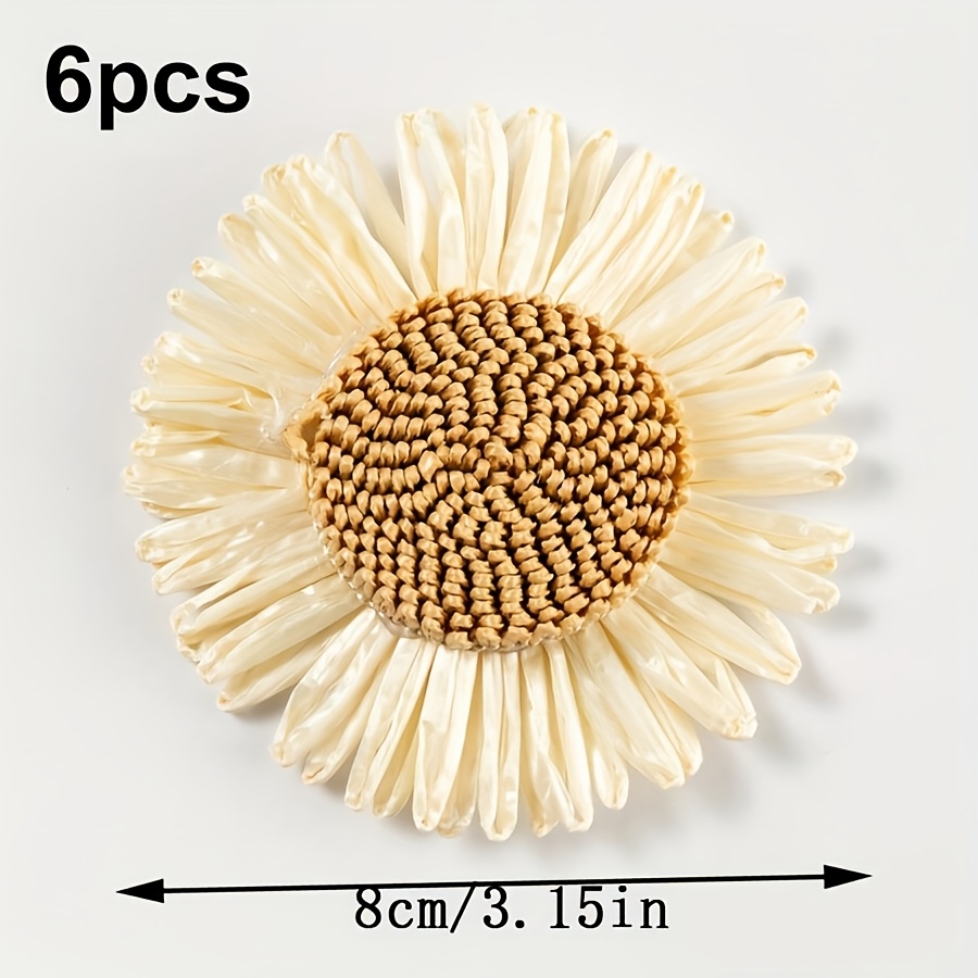 6pcs Of Bohemian Decorative Daisies Woven Lace Wall Hanging Daisies Decorative Floral Wall Decorations