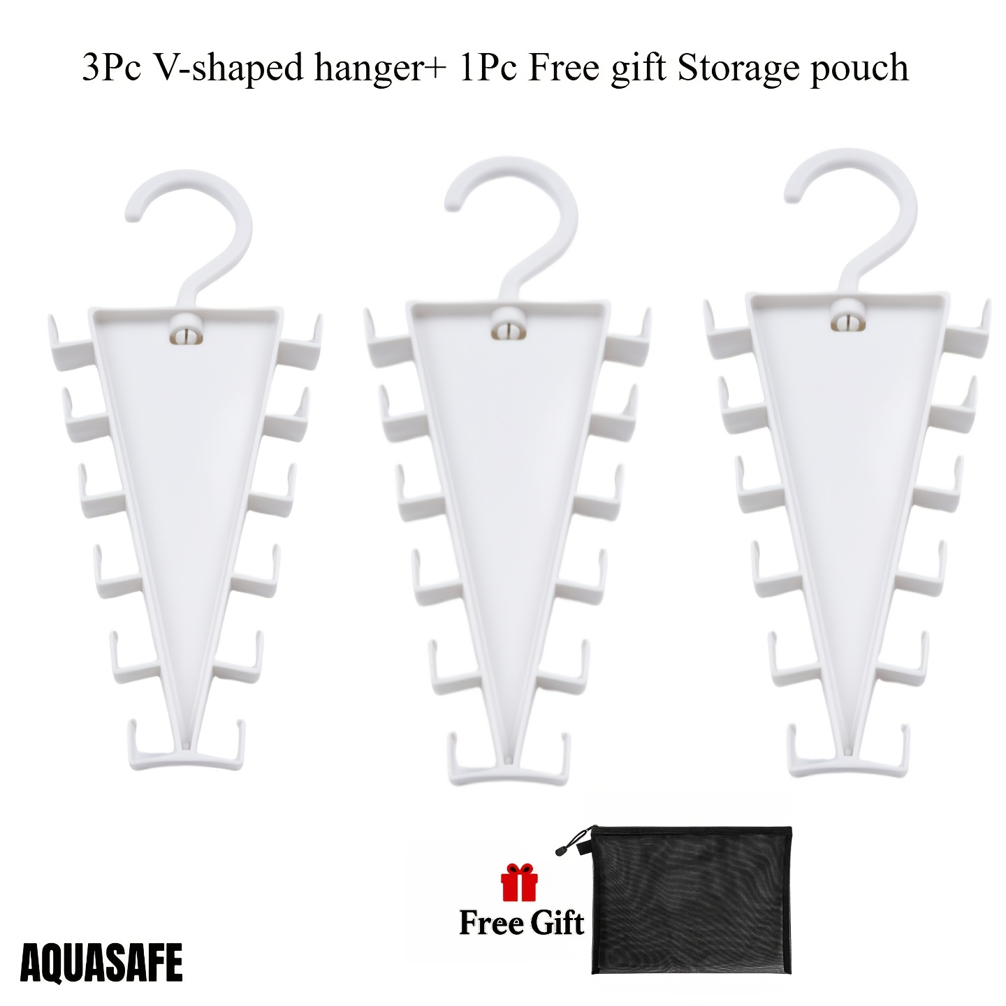 TEMU 3pcs V-shaped Hanger   1 Free Storage Bag, Space- Wardrobe Hanging Organizer, Double-sided Hanging Rack, 12-hook Hanger, 360Â° Rotating Design,