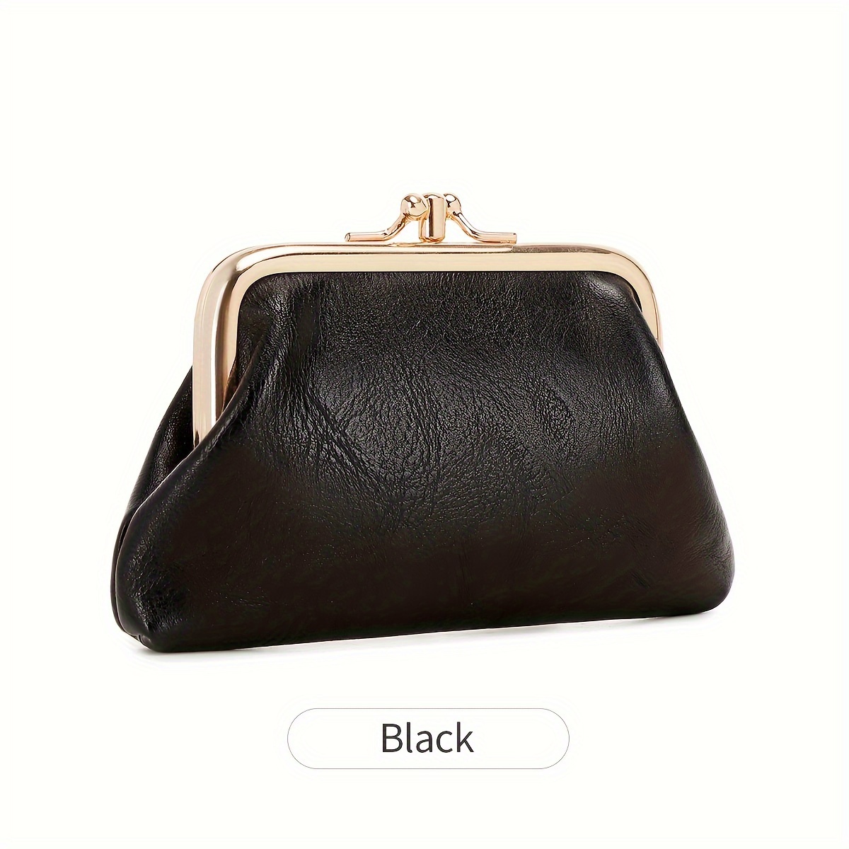 New Retro Double-layer Coin Purse Mini Compact Coin Storage Bag Women's Fashion Kiss Lock Bag Clip Bag, With Kiss Lock