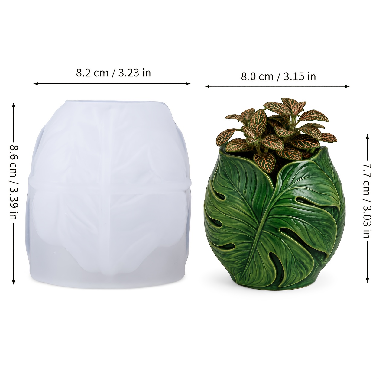TEMU Monstera Leaf Pot Silicone Clay Mold For Resin, Botanical Tropical Cement Planter Mold For Succulent Pot, Clay Gypsum Candle Container & Desk