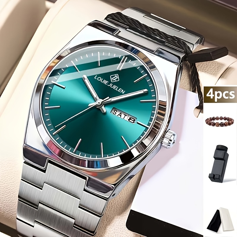 Image of 4pcs Unisex Mechanical Watches For Men And Women, Dressy Party Business Wear, Simple And Stylish With Luminous Hands, Calendar Luxury Watch, Perfect Gift