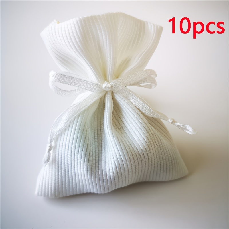 Image of 10pcs White Drawstring Gift Bags - Elegant Ribbon Closure, Reusable & Dustproof, Perfect For Jewelry Packaging, Wedding Favors, Birthday Party Decorations, 2.76in X 3.54in,christmas,halloween