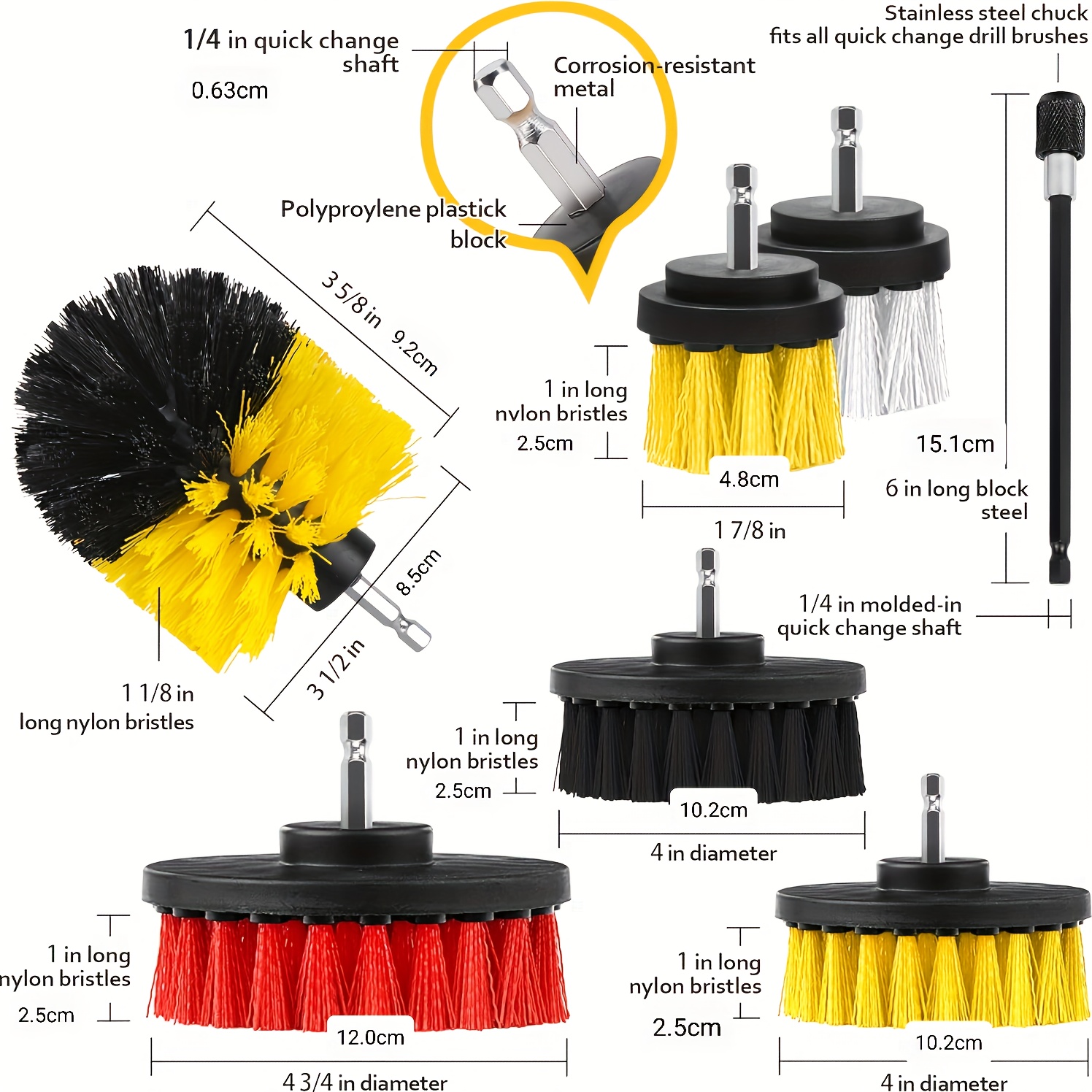  kit 19pcs 13pcs drill brush attachment sets with pads sponges for polishing and scrubbing includes extensions for car kitchen bathroom cleaning details 3